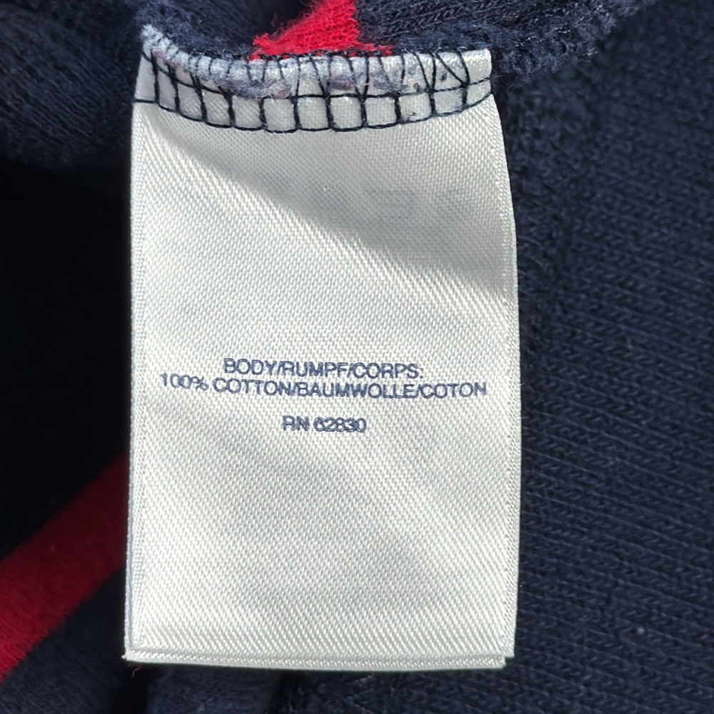 Lands End Striped 100% Cotton 1/4 Zip Sweater L/T 42-44 Navy Red - Picture 4 of 8